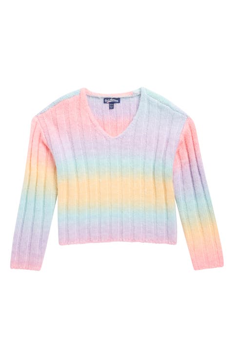 Kids' Rainbow V-Neck Sweater (Big Kid)