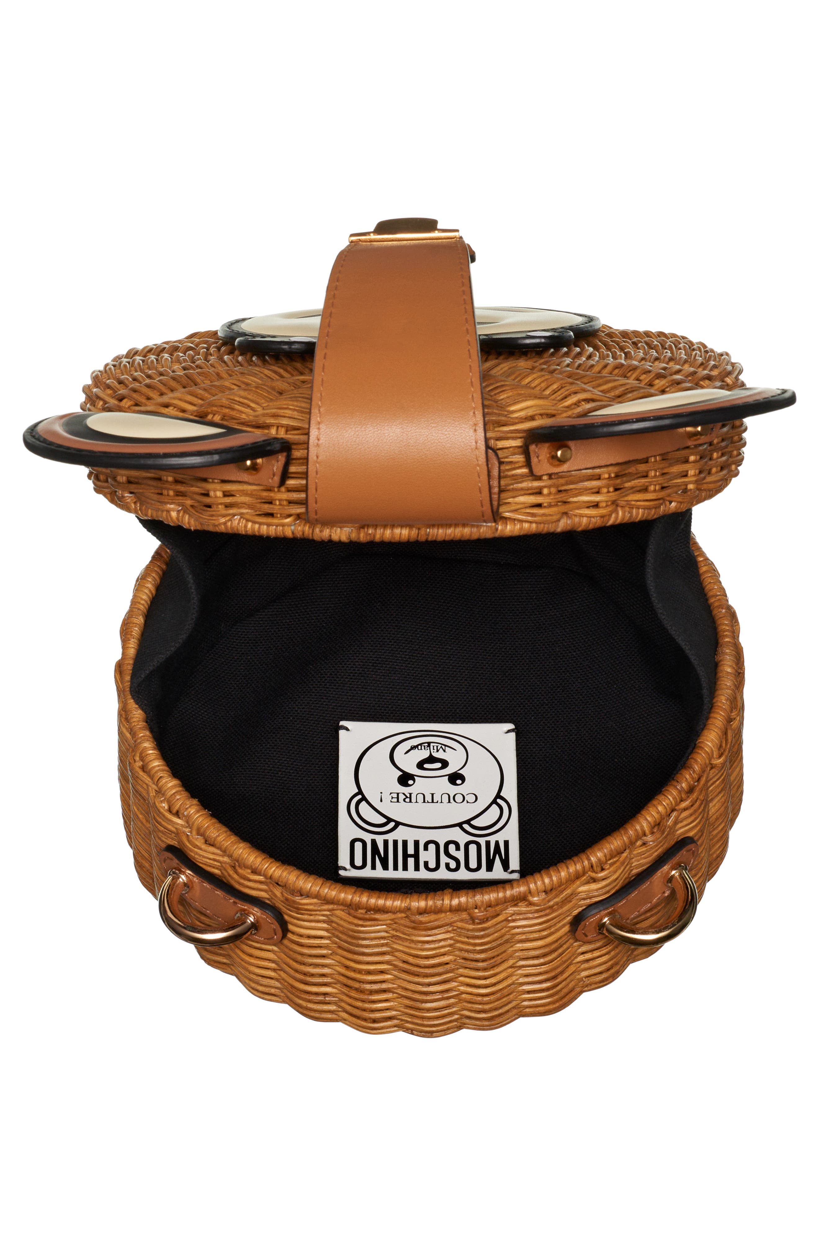 Moschino Straw Teddy Crossbody Bag, Alternate, color, 