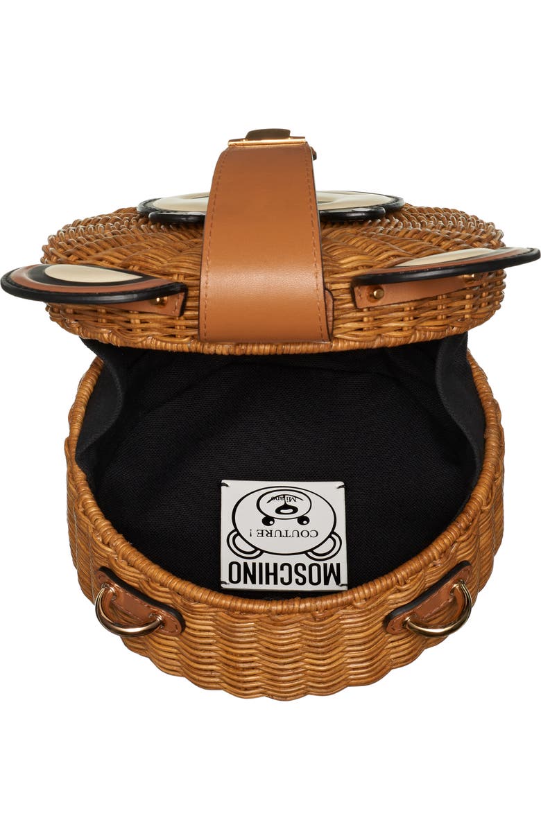 Moschino Straw Teddy Crossbody Bag, Alternate, color,
