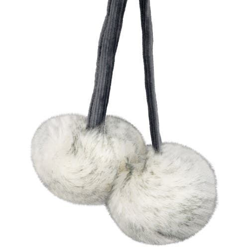 Northlight Silver Fox Faux Fur Christmas Stocking With Pom Poms In Silver