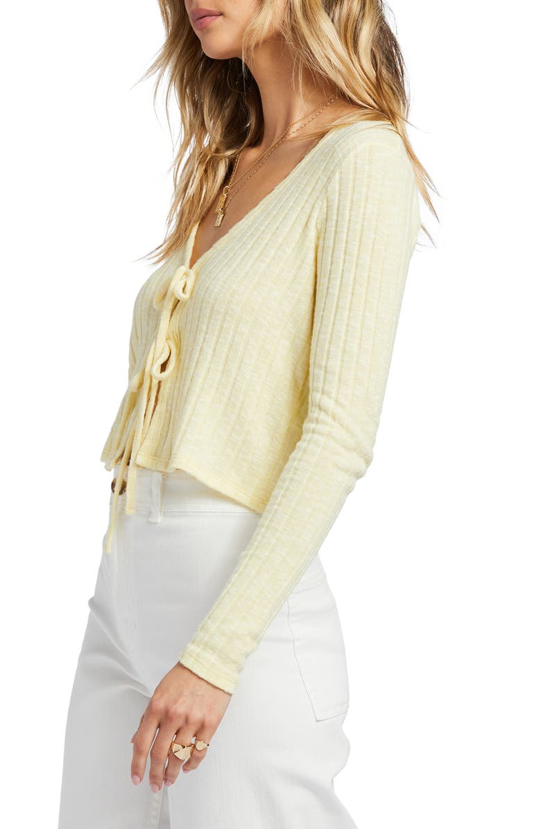Billabong Little Something Rib Tie Front Cardigan Sweater, Alternate, color, 