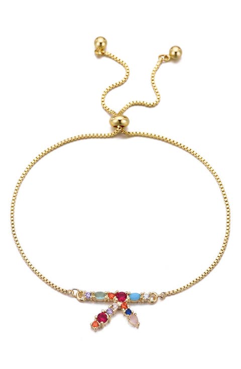 Mixed Crystal Initial Chain Bracelet