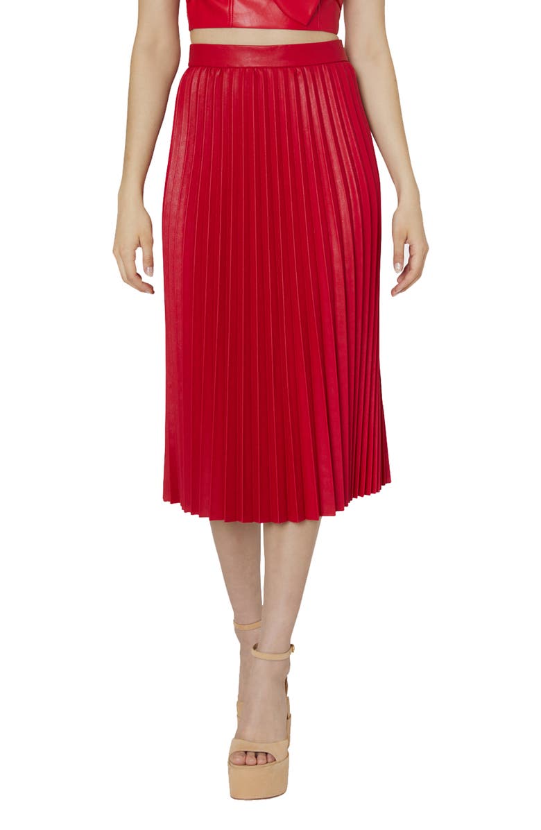 Milly Rayla Pleated Faux Leather Midi Skirt, Main, color, 