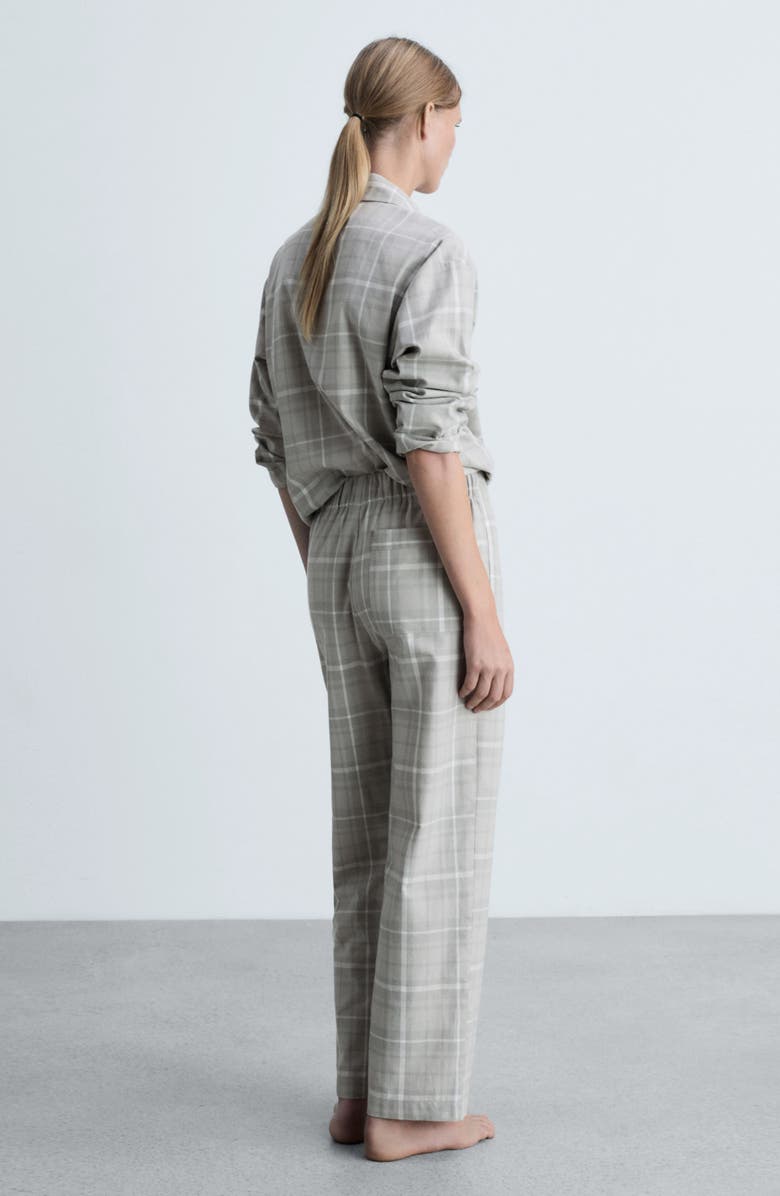 MANGO Drawstring Cotton Flannel Lounge Pants, Alternate, color,