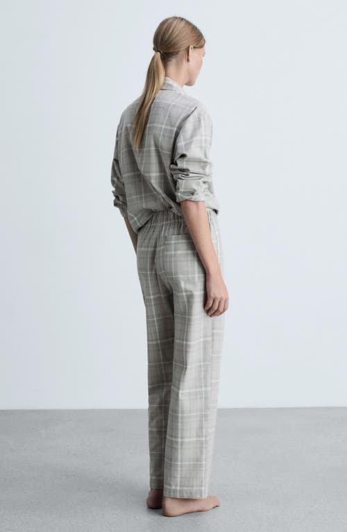 Shop Mango Drawstring Cotton Flannel Lounge Pants In Grey