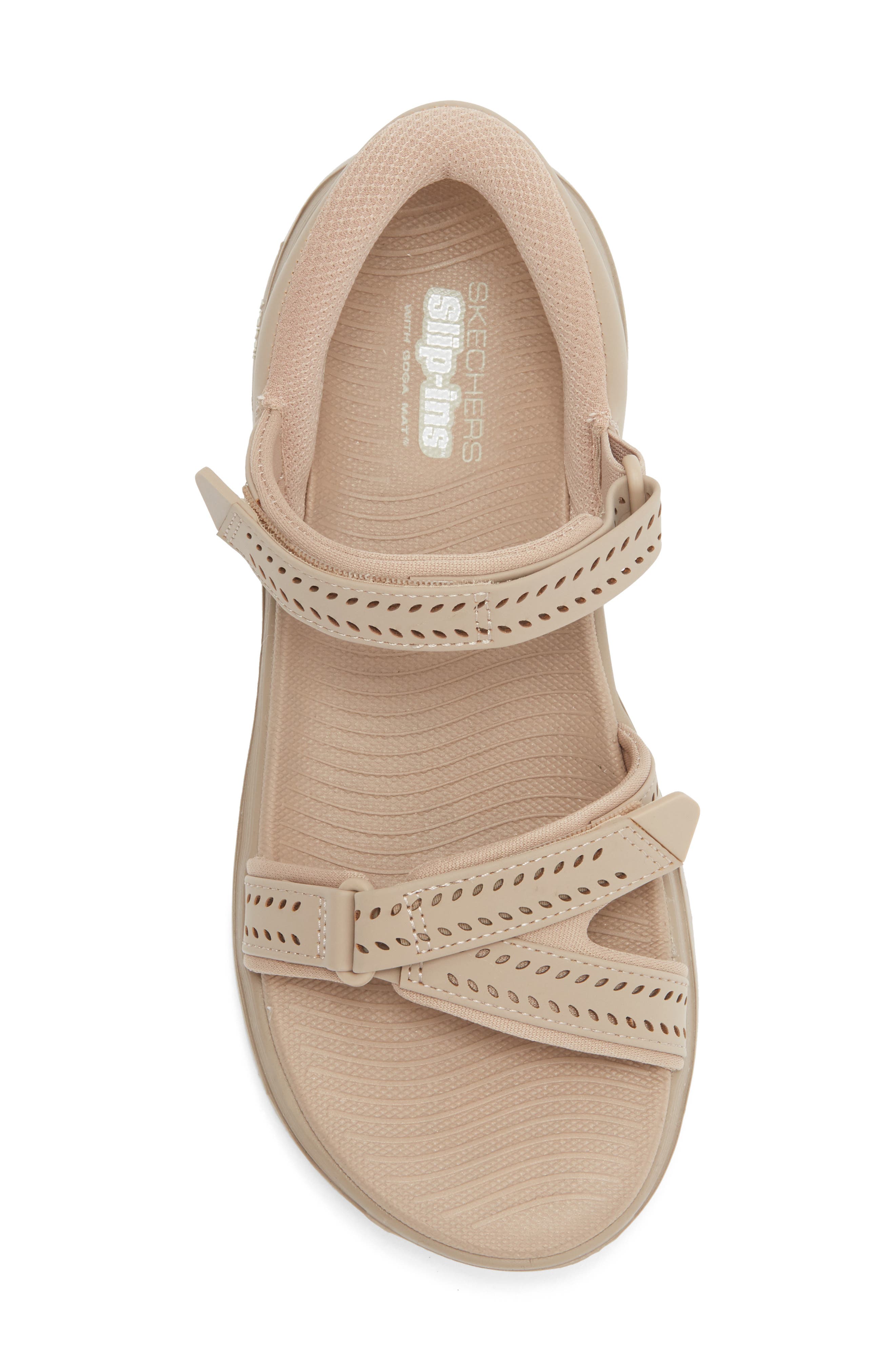 SKECHERS Go Walk Arch Fit Slip-On Sandal, Alternate, color, Taupe