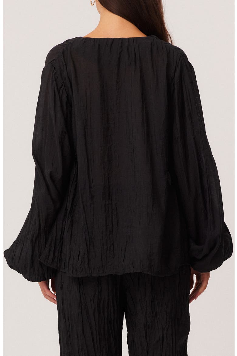 Brandi Oversize Crinkle Tie Front Top, Alternate, color, BLACK