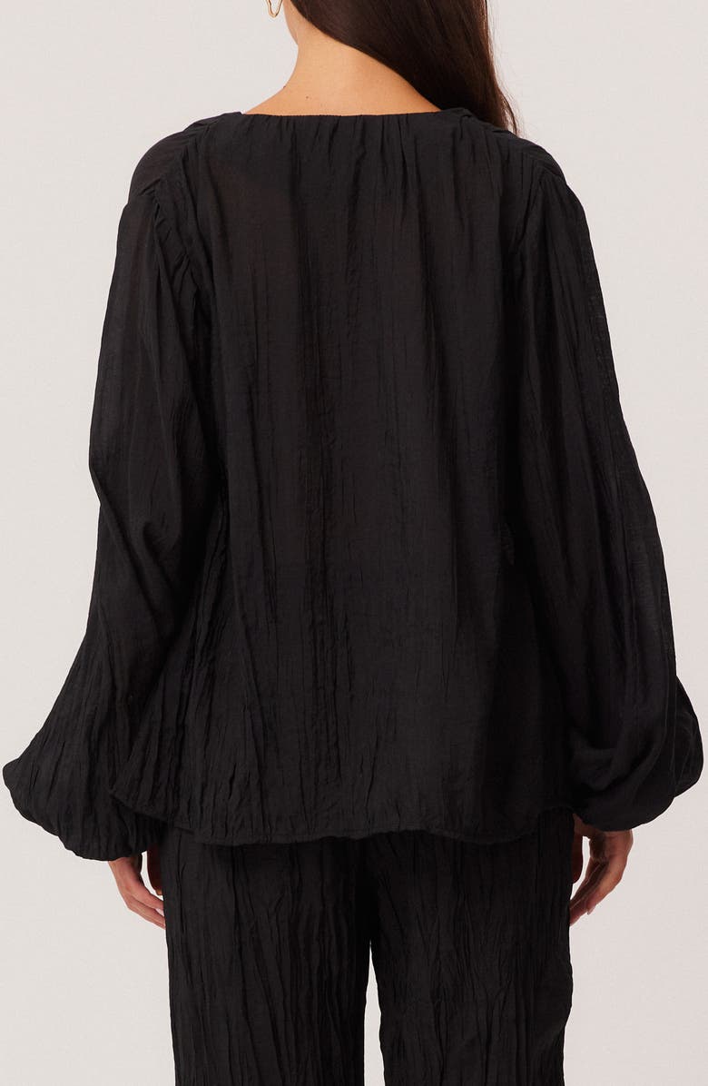 SNDYS Brandi Oversize Crinkle Tie Front Top, Alternate, color, Black