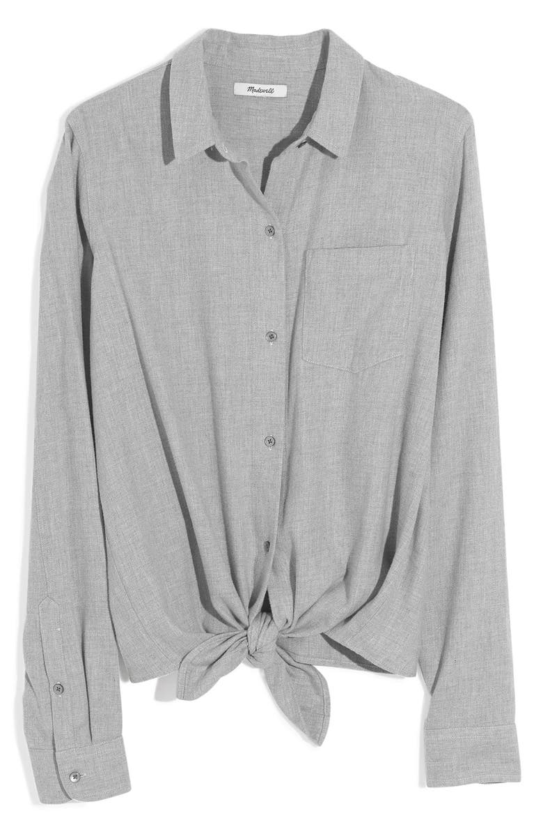 Madewell Flannel Tie-Front Shirt, Alternate, color,