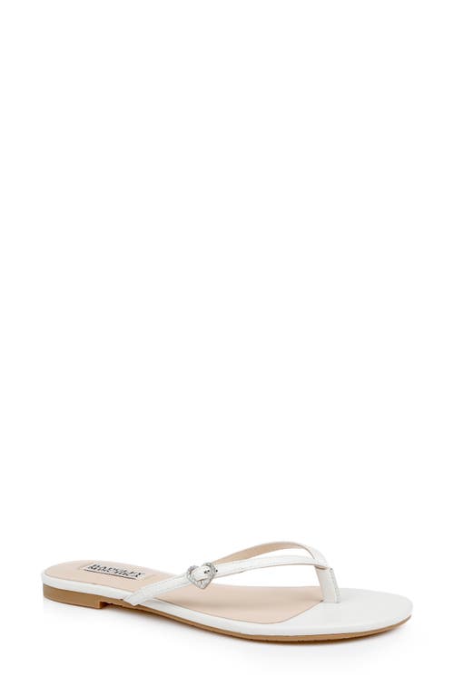 Badgley Mischka Dynah Heart Leather Flat Sandals In White Leather