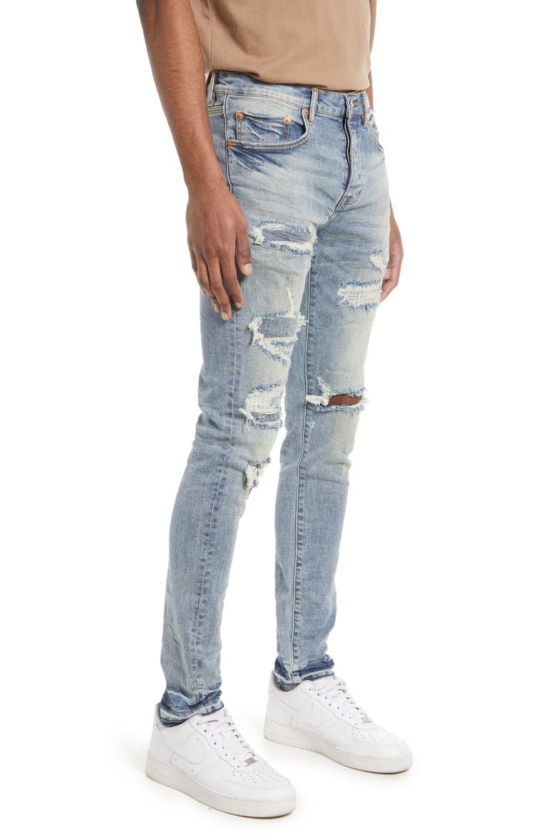 Ripped Skinny Jeans, Alternate, color, LIGHT INDIGO VINTAGE