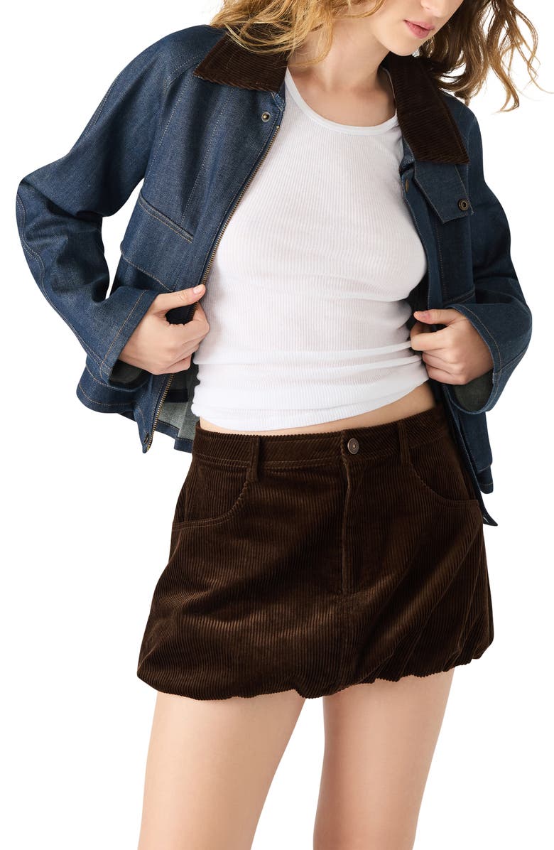 Steve Madden Simona Corduroy Bubble Skirt, Alternate, color, Dark Espresso