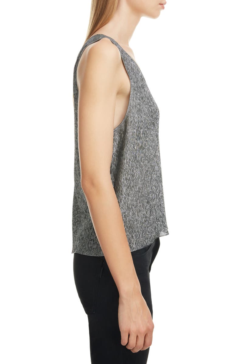 Saint Laurent Silk Blend Lamé Tank, Alternate, color,