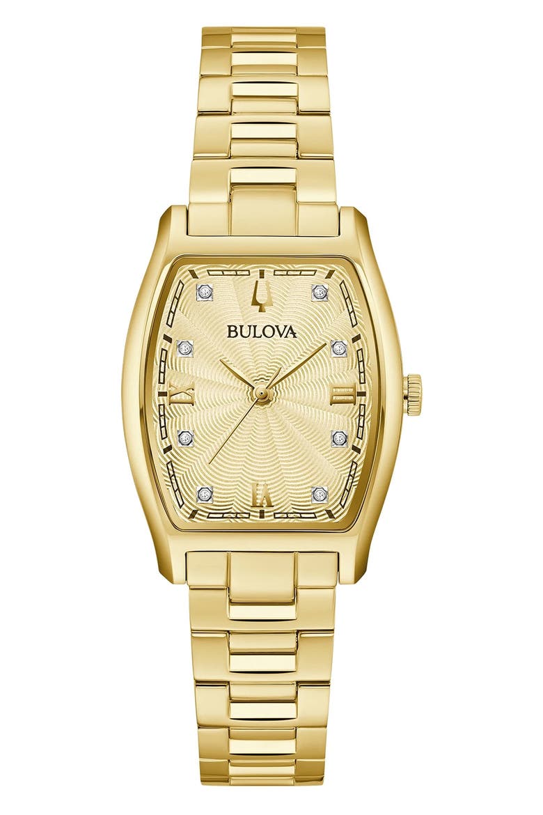 Tonneau Diamond Accent Bracelet Watch, 26mm, Main, color, GOLD