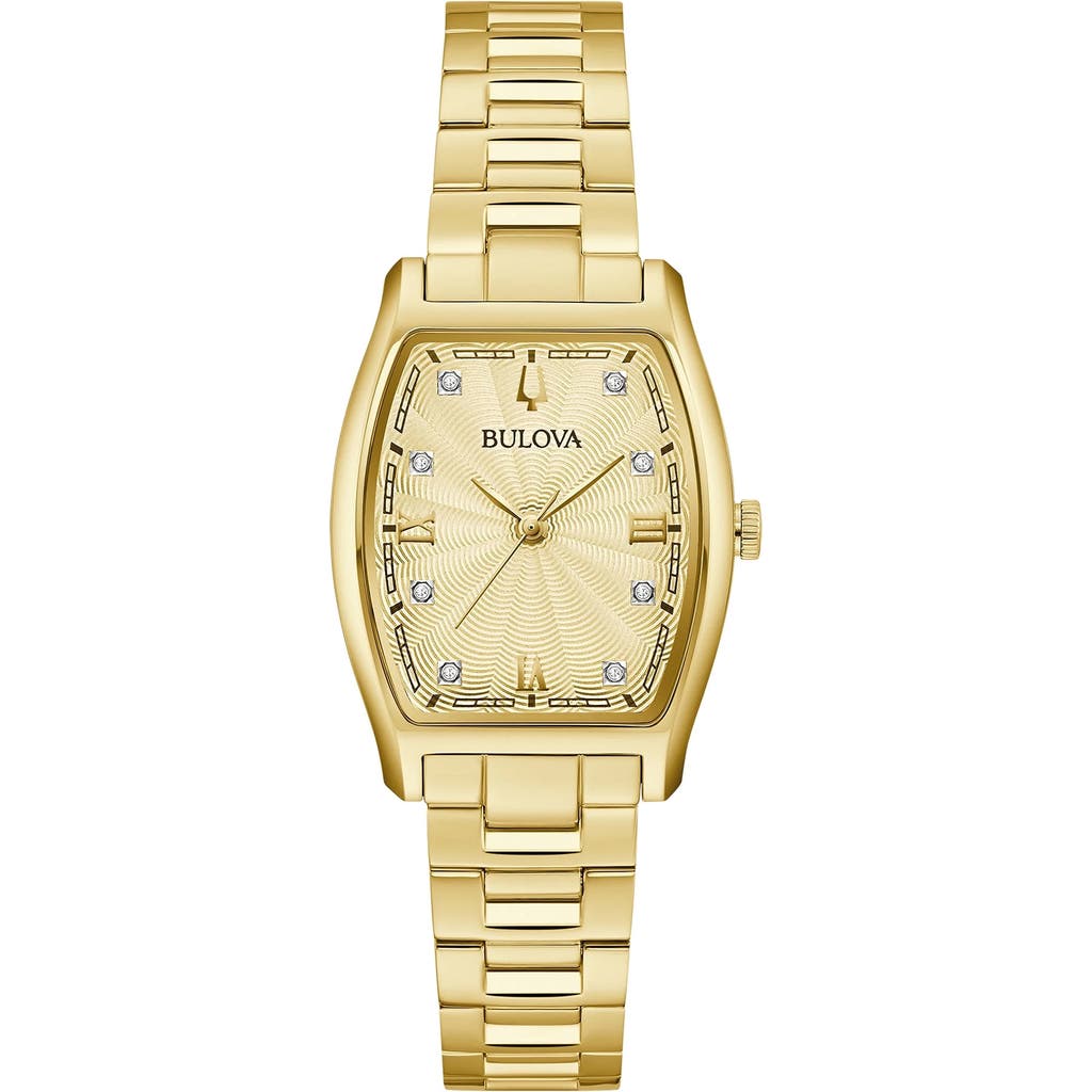 Bulova Tonneau Diamond Accent Bracelet Watch, 26mm In Gold