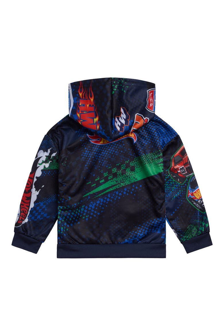 Fleece Hooded Sweatshirt, Alternate, color, Navy Allover Print
