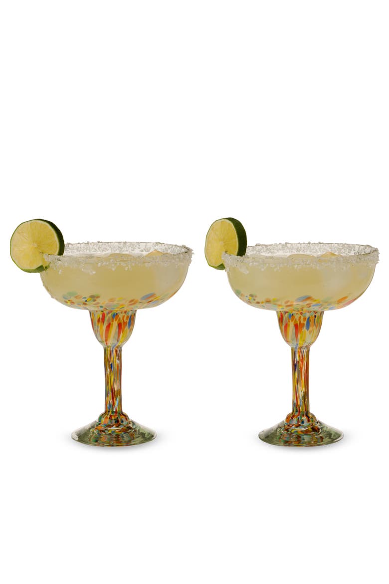Segunda Vida Artistico Recycled Margarita Glasses Set of 2, Main, color, Multicolor