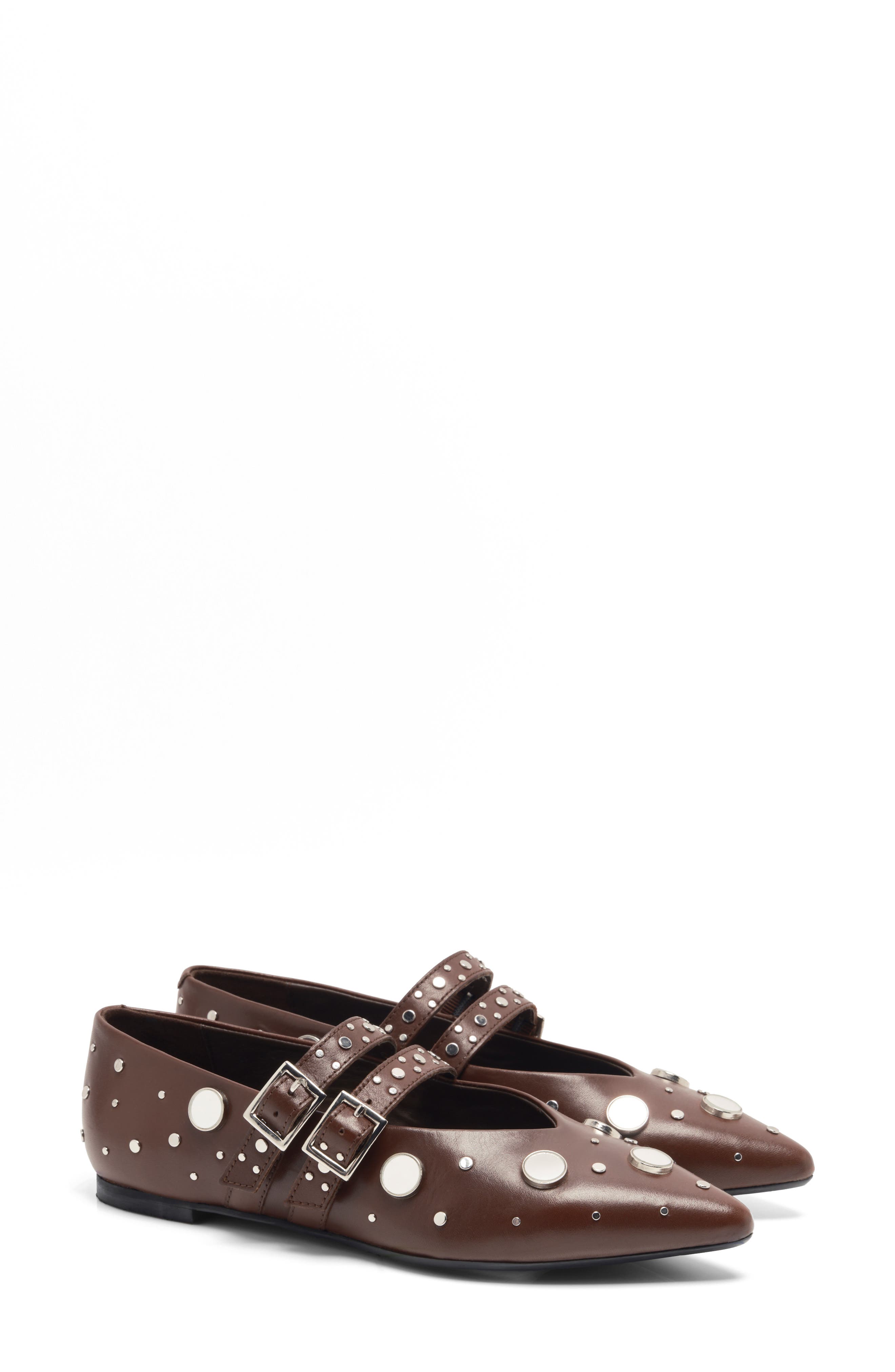 Free People Hall of Mirrors Pointed Toe Flat, Alternate, color, Espresso Leather