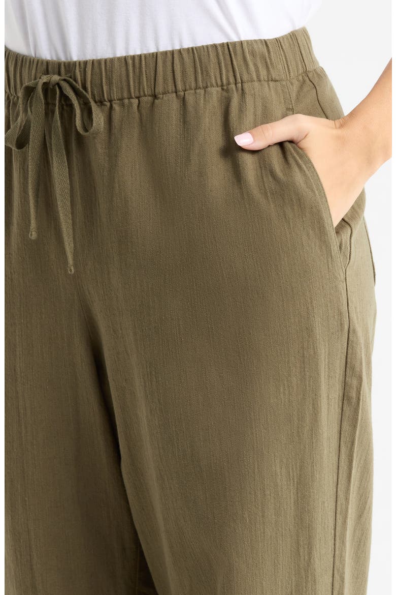 Organic Cotton & Organic Linen Straight Leg Drawstring Pants, Alternate, color, OLIVE