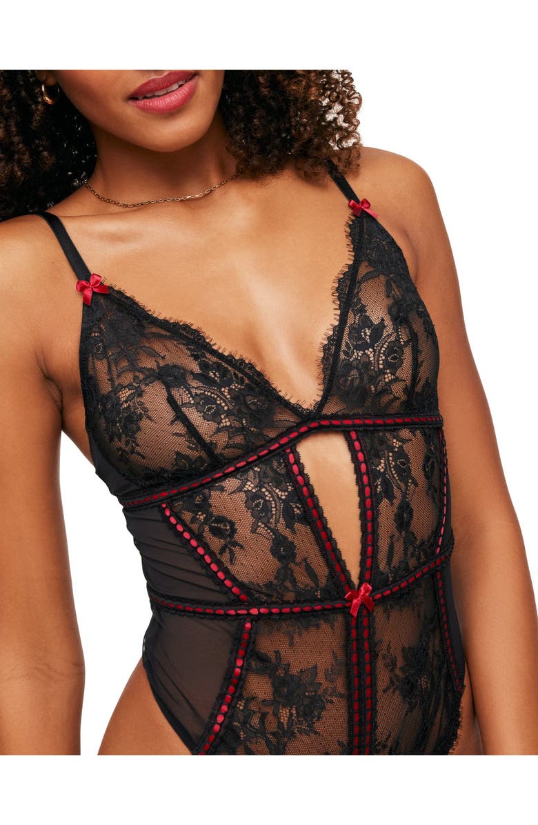 Adore Me Laylia Crotchless Bodysuit Lingerie, Alternate, color, Black