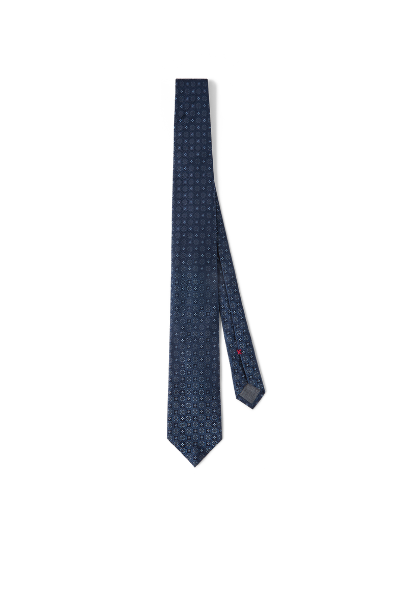 Silk tie with pattern, Main, color, Blue