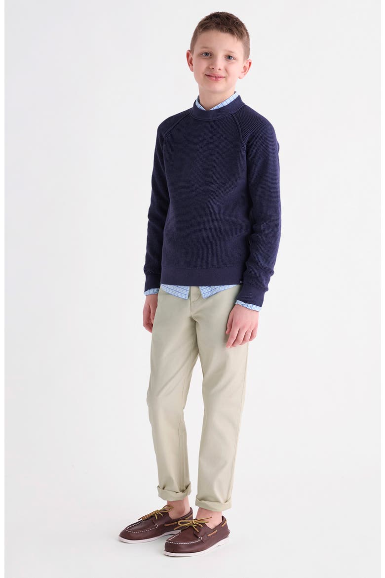 Kids' Raglan Sleeve Cotton Waffle Sweater, Alternate, color, NAUTICAL NAVY