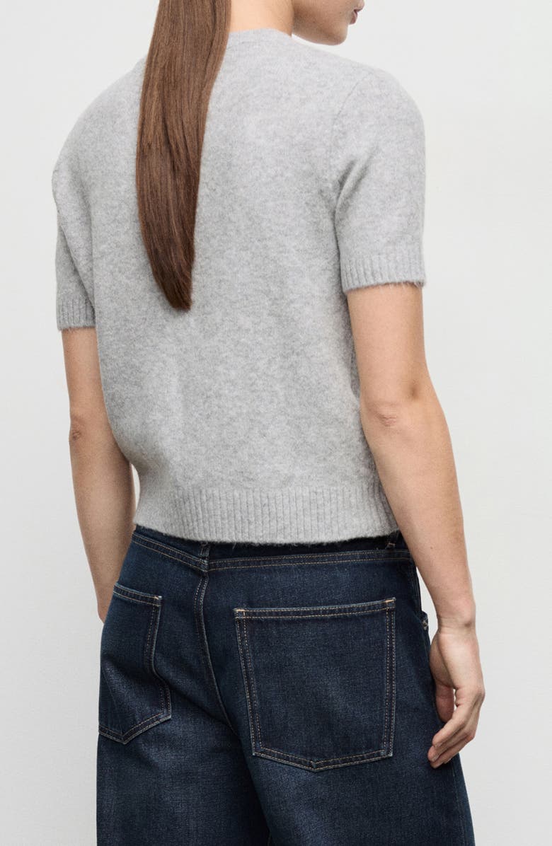 MANGO Short Sleeve Sweater, Alternate, color, Medium Heather Grey