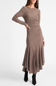 Santorelli Abigail Long Sleeve Hi Lo Dress In Fluid Jersey