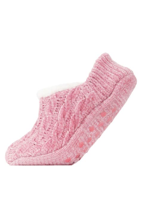 Cable Chenille Fleece Lined Slipper Socks
