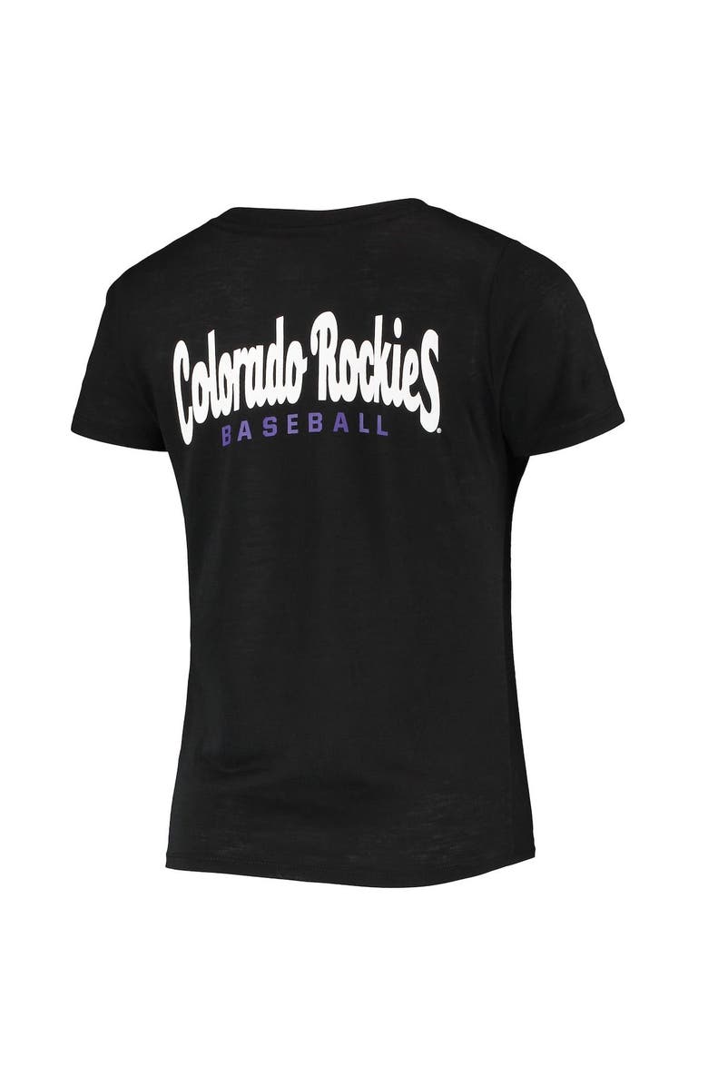 New Era Women's New Era Black Colorado Rockies 2-Hit Front Twist Burnout T-Shirt, Alternate, color, 