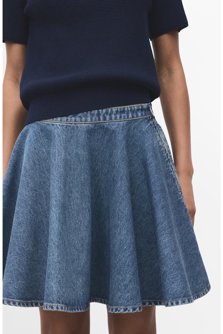 Pleated Denim Skirt, Alternate, color, MEDIUM BLUE