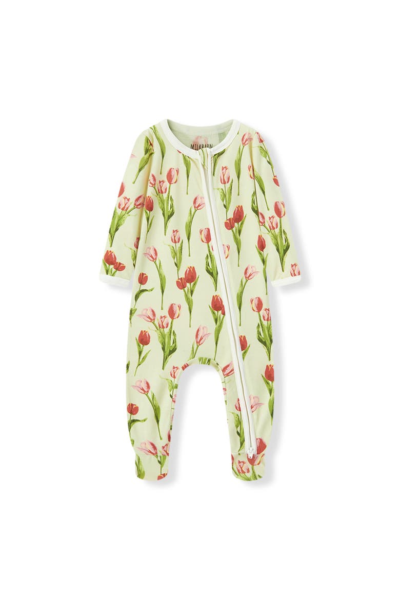 Luxe Stretch Zipper Footed Romper, Main, color, Tulip