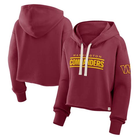 Women's Fanatics Burgundy Washington Commanders Oversized Hometown Heritage Cropped Hoodie