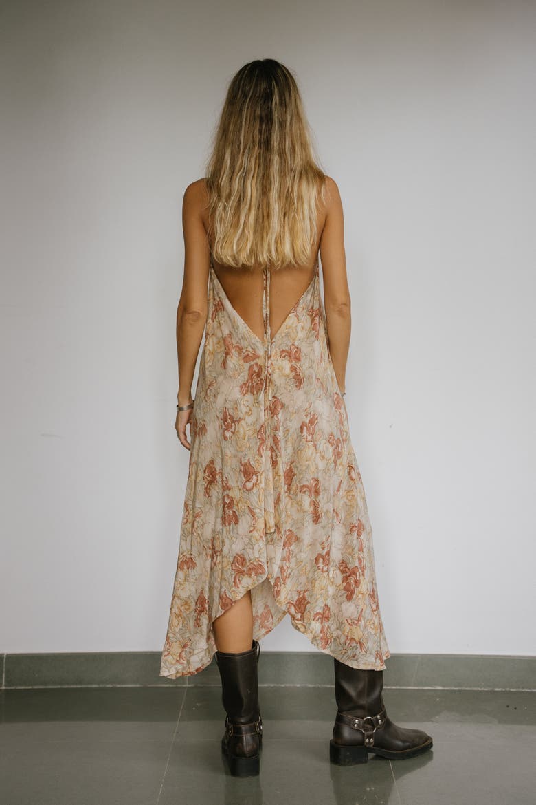 Classic Silk Dress Cream, Alternate, color, Cream & Tan Floral
