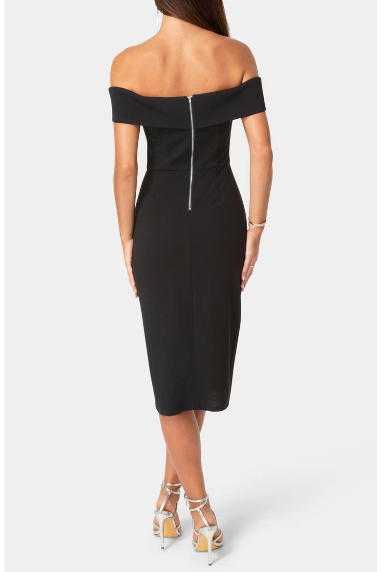 Off the Shoulder Midi Dress, Alternate, color, BLACK