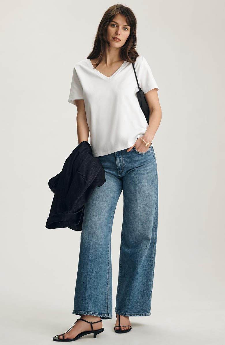 Mavi Jeans Olivia V-Neck Cotton T-Shirt, Alternate, color, White