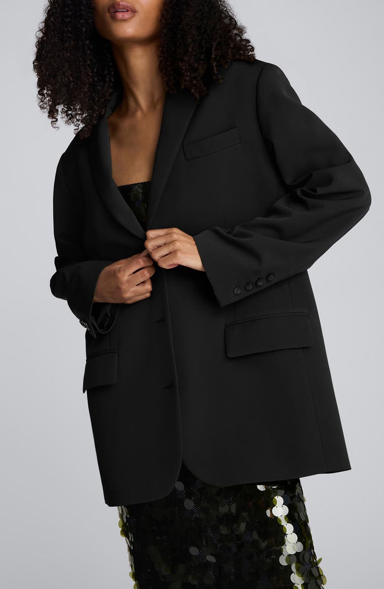 Kenneth Cole Three-Button Boyfriend Blazer, Alternate, color, Black