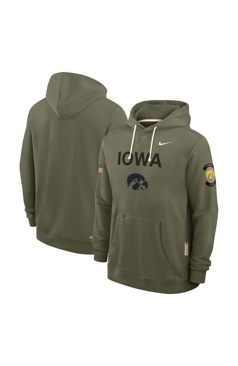 Nike Men's Nike Olive Iowa Hawkeyes 2025 Military Appreciation Performance Pullover Hoodie, Alternate, color, Olive