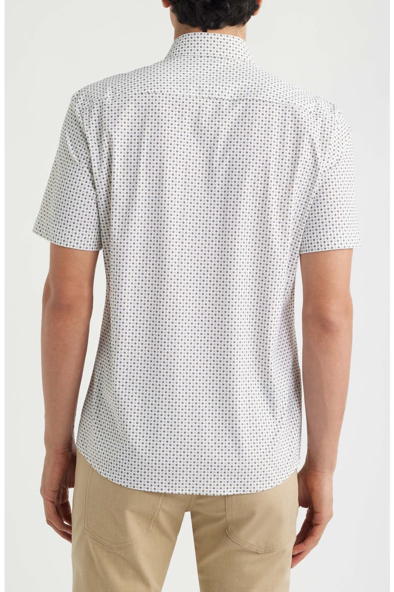 Roan Kent Slim Fit Short Sleeve Performance Button-Up Shirt, Alternate, color, WHITE/ GREEN
