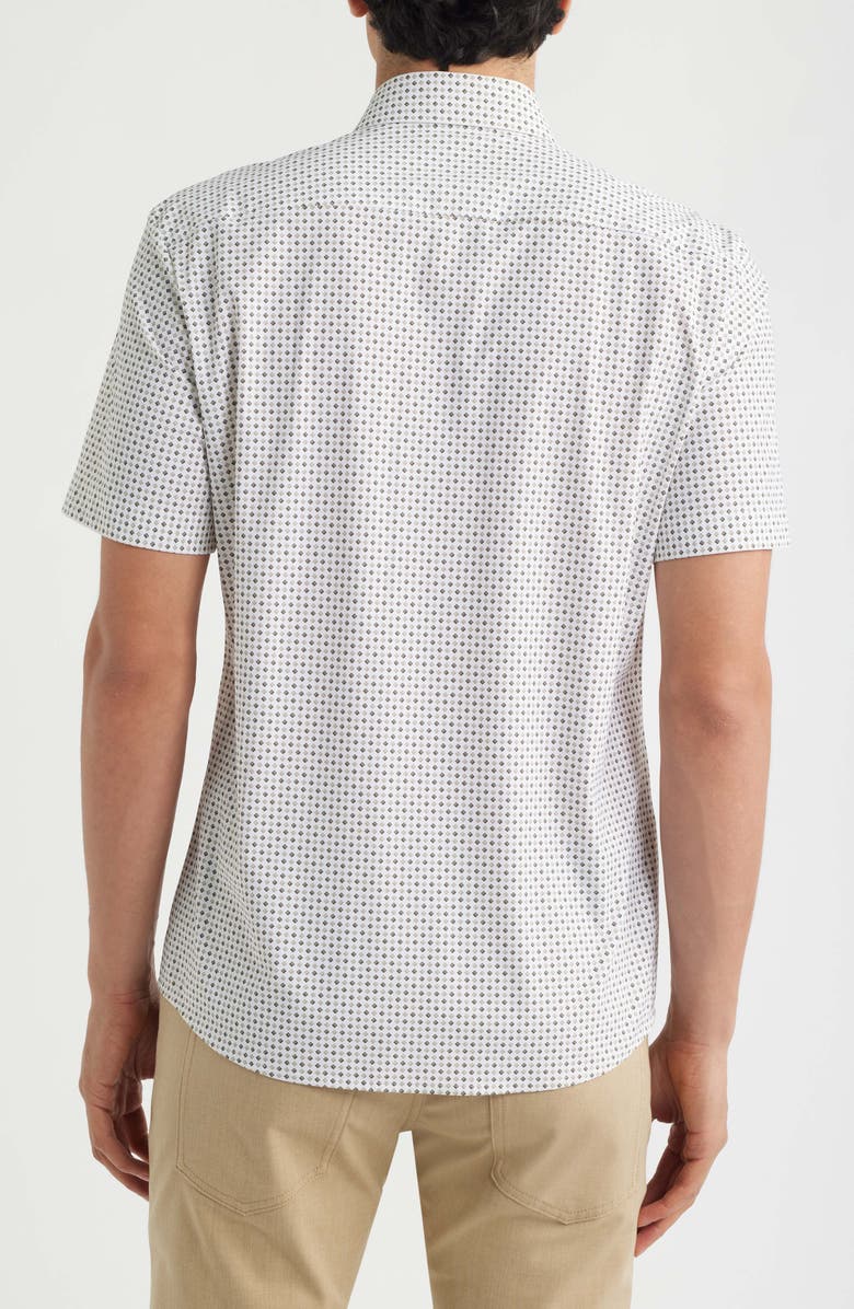 BOSS Roan Kent Slim Fit Short Sleeve Performance Button-Up Shirt, Alternate, color, White/ Green