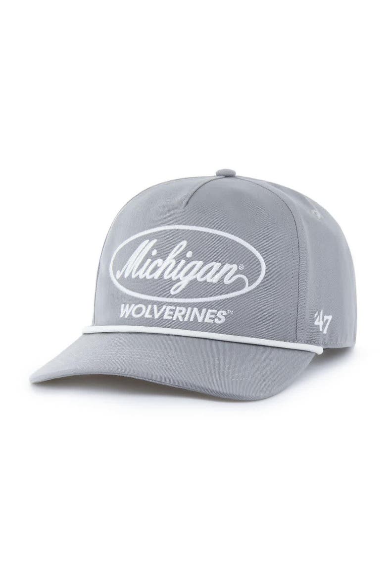Men's '47 Gray Michigan Wolverines Contemporary Basics Foundational Rope Hitch Adjustable Hat, Alternate, color, Gray