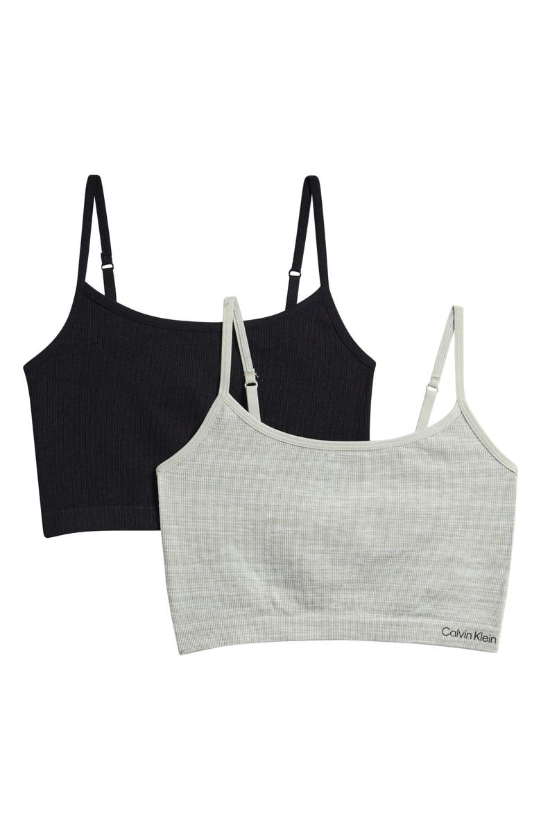 Calvin Klein Kids' Seamless Knit Brami Bralette - Pack of 2, Main, color, Heather Gray/Black