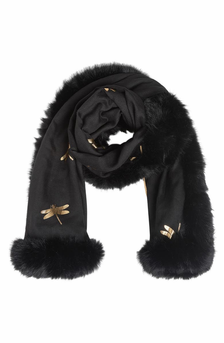 Cynthia Rowley Faux Fur Trim Wrap, Main, color, 