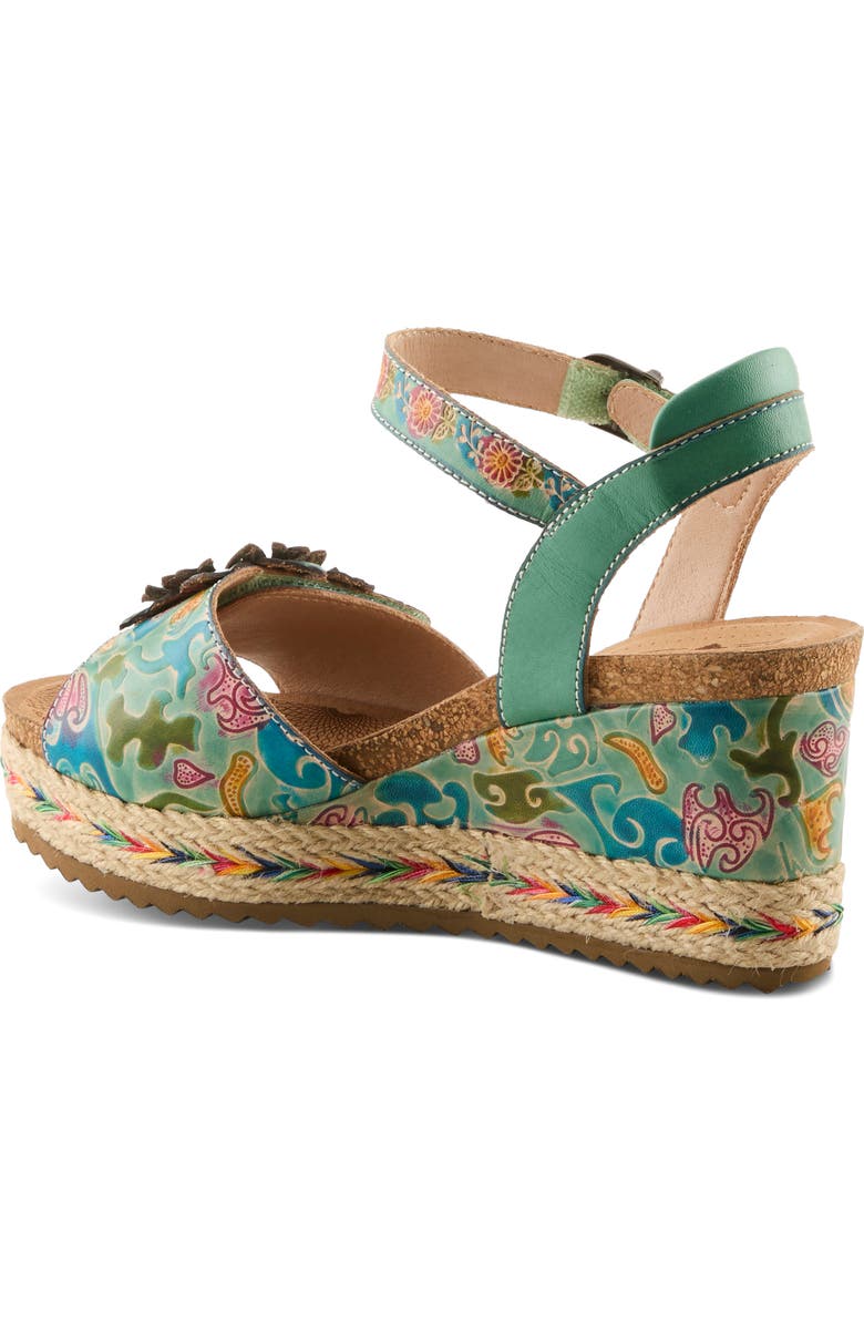 L'Artiste by Spring Step Boca Espadrille Ankle Strap Platform Wedge Sandal, Alternate, color, Mint Green Multi