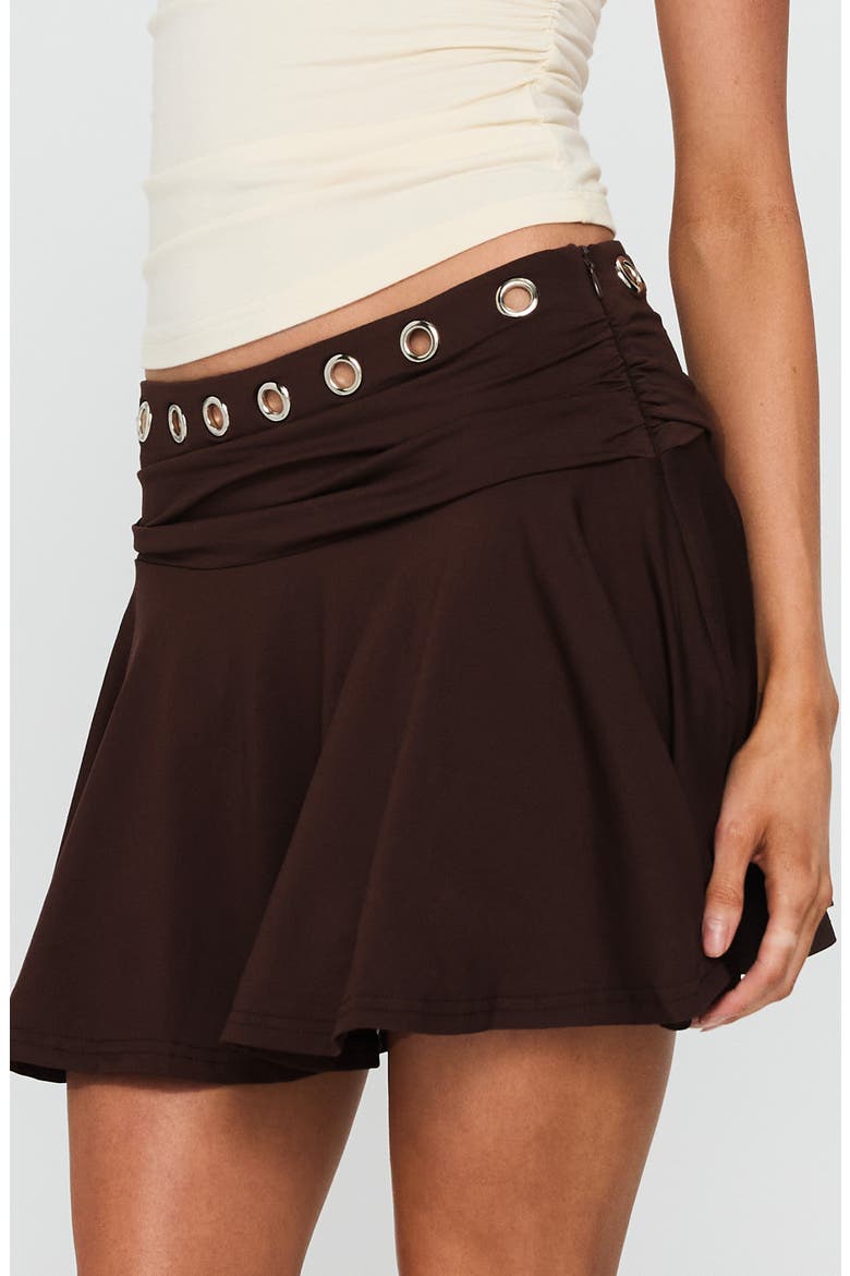 Amryn Grommet Miniskirt, Alternate, color, BROWN