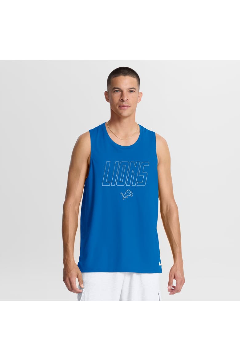 Men's Nike Blue Detroit Lions Kickoff Miler Dri-FIT Tank​ Top, Main, color, Blue