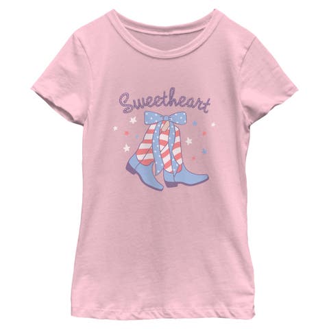 Girls' Sweetheart American Boots Graphic Short Sleeve T-shirt