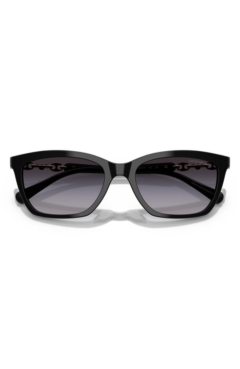 Emporio Armani 56mm Gradient Cat Eye Sunglasses, Alternate, color, Shiny Black / Grey Gradient