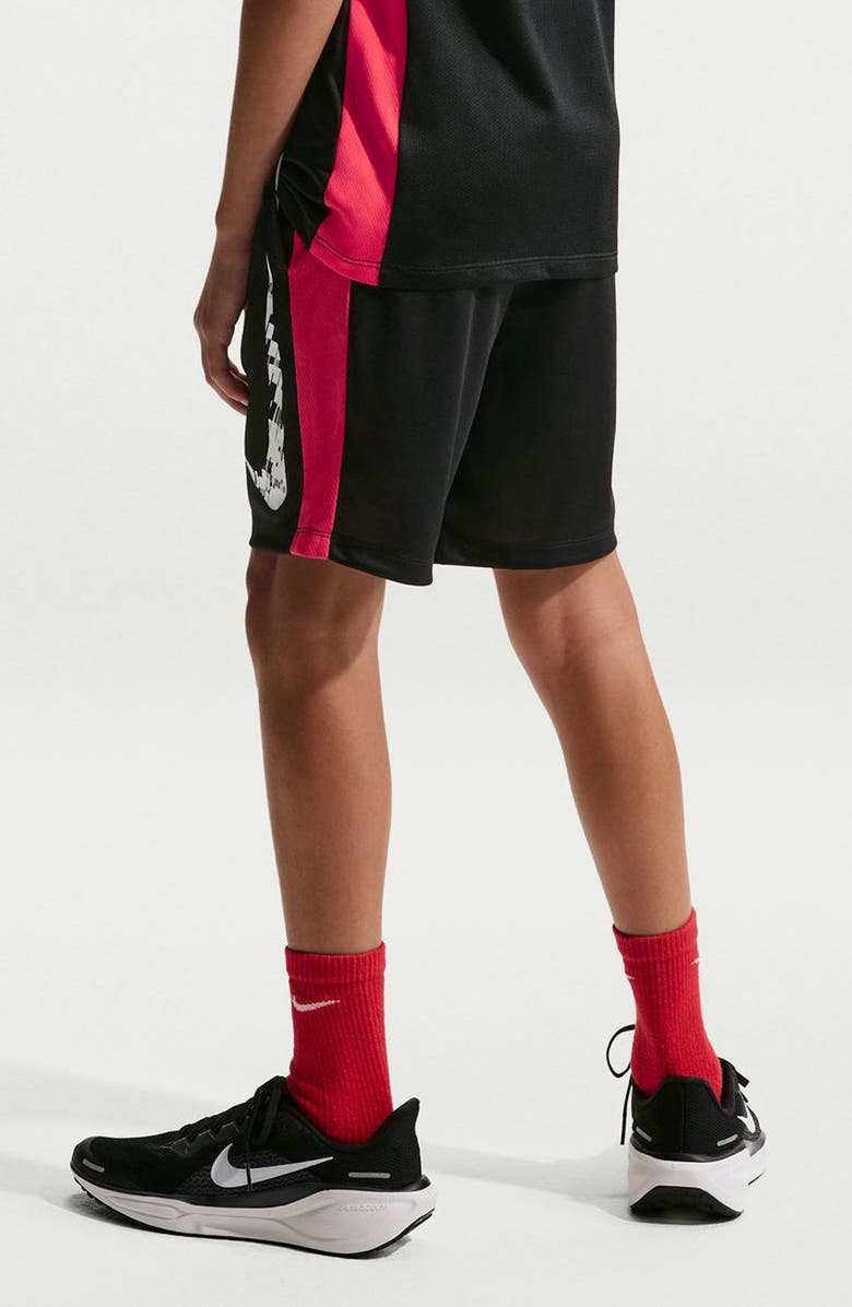 Nike Kids' Dri-FIT Training Shorts, Alternate, color, Black/ Light Crimson/ White