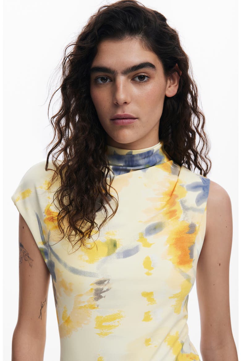 Blurred Floral Midi Dress, Alternate, color, YELLOW